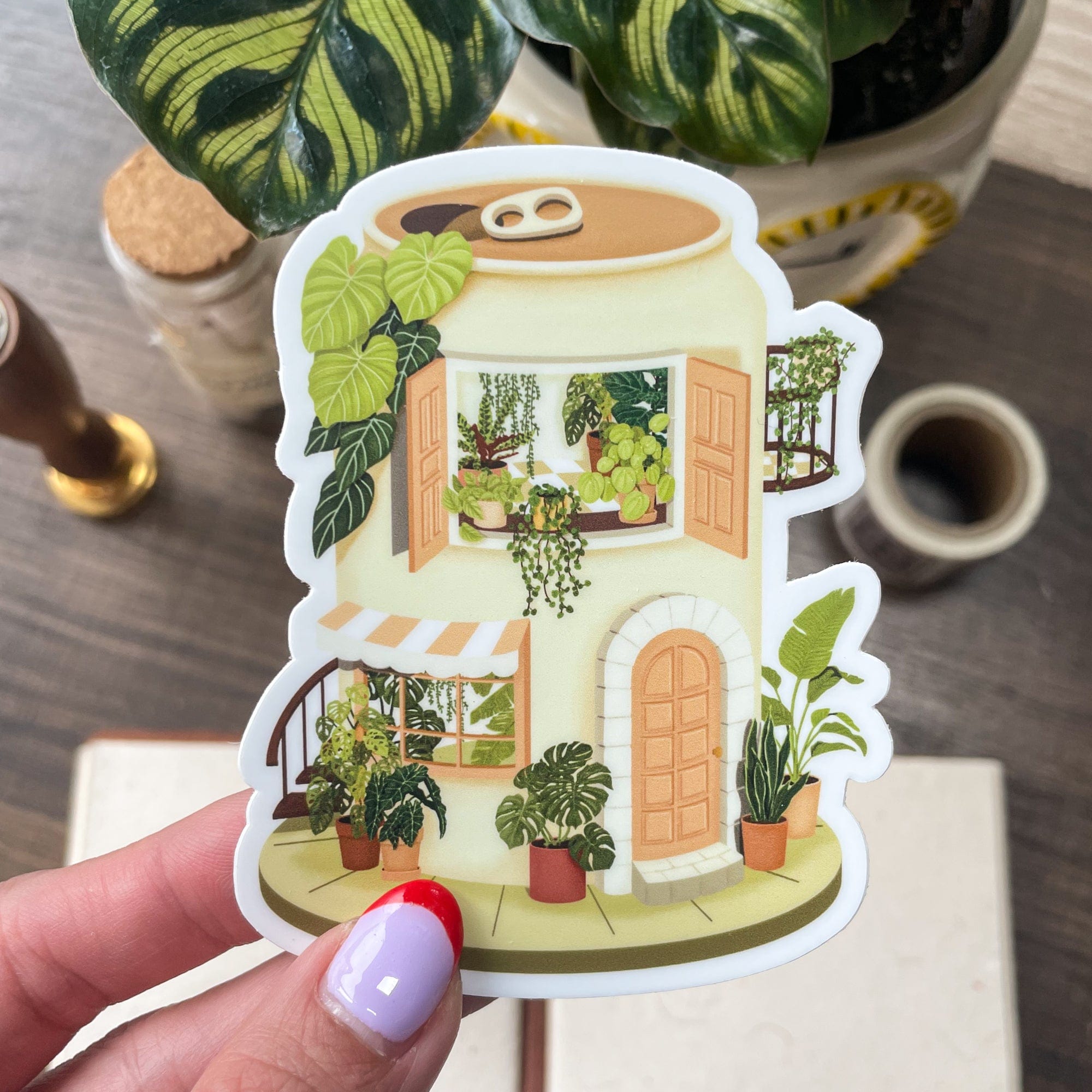 Soda can house sticker