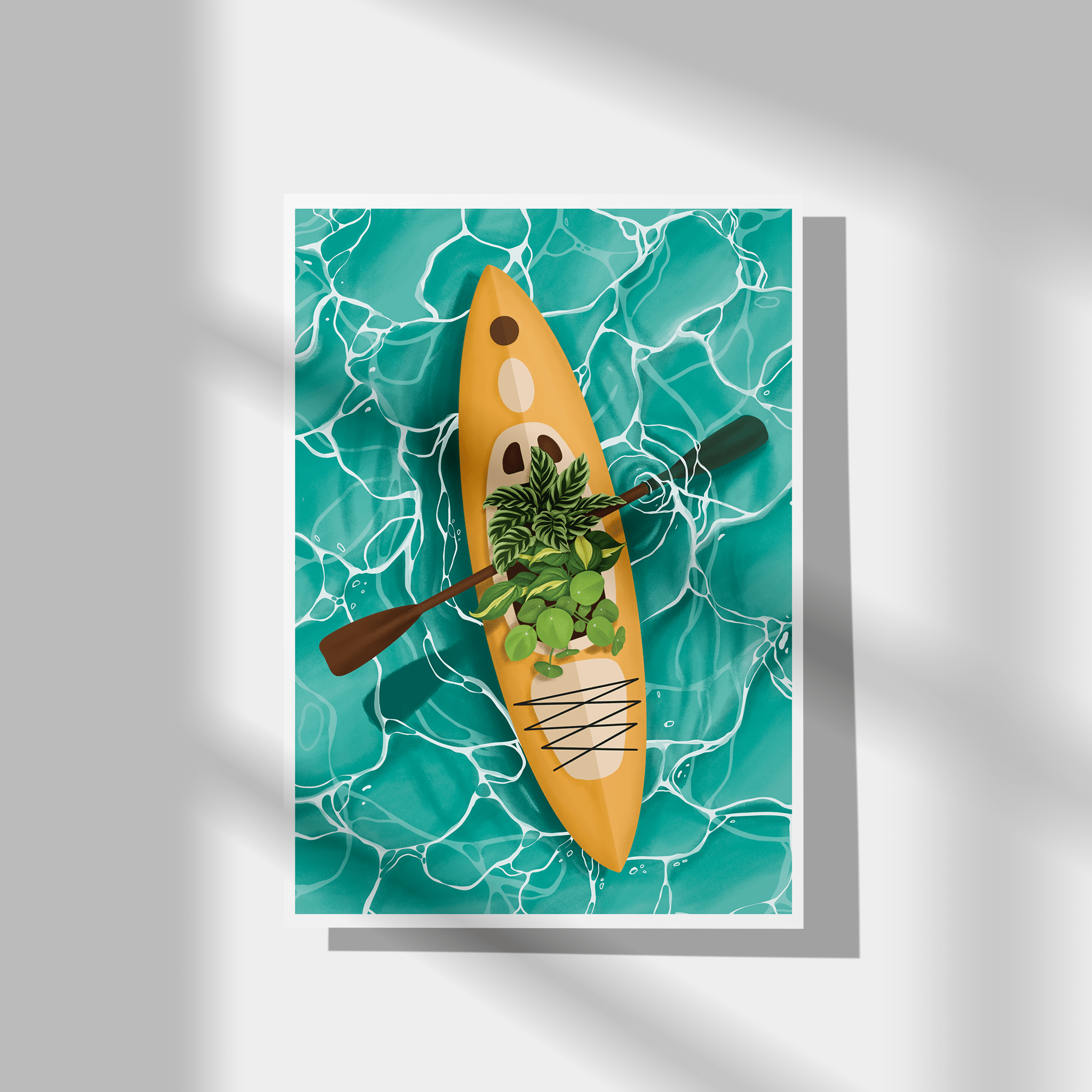 kayak and plant art print
