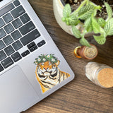 smiley tiger clear sticker on laptop