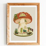 mushroom house art print