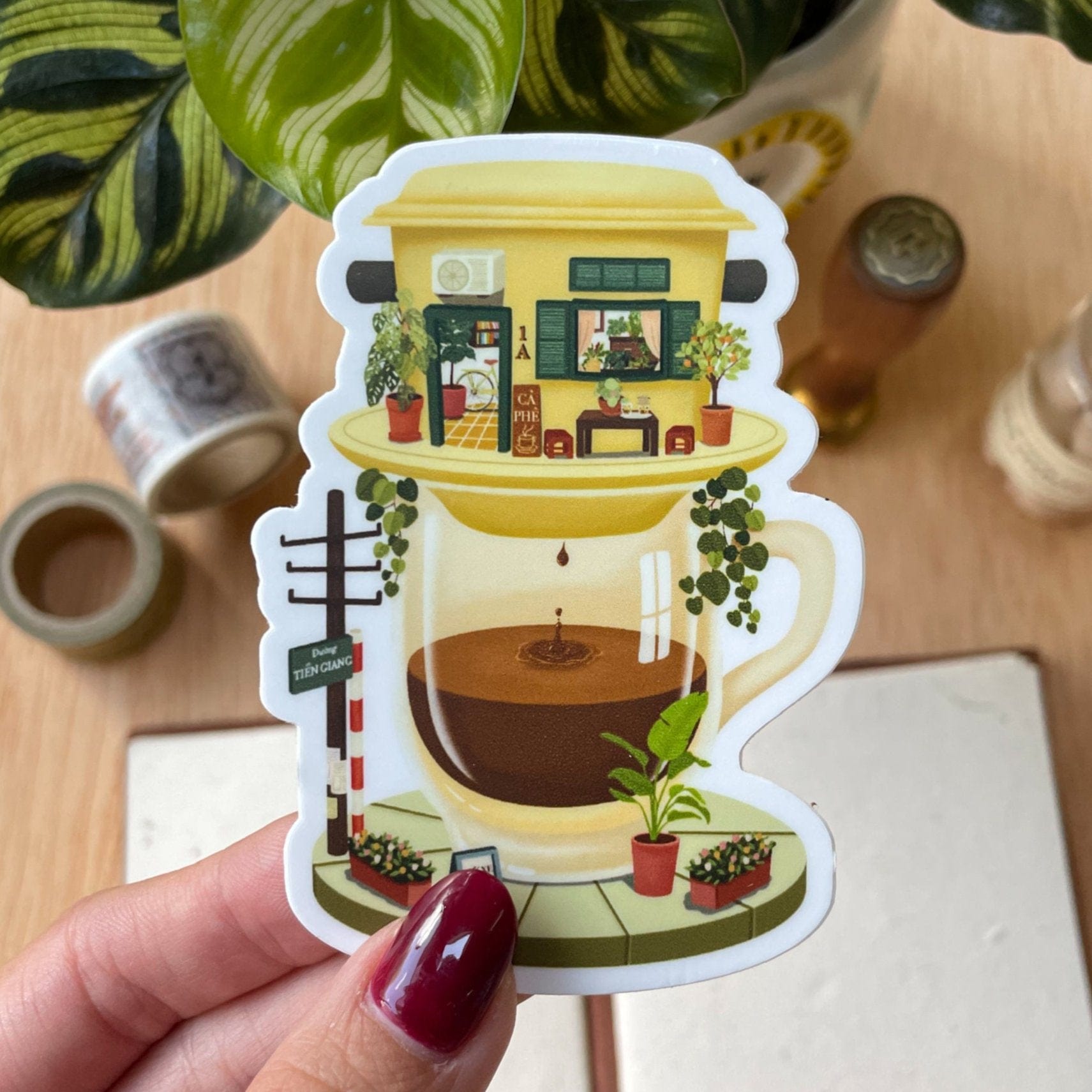 Vietnamese coffee shop vinyl stickers