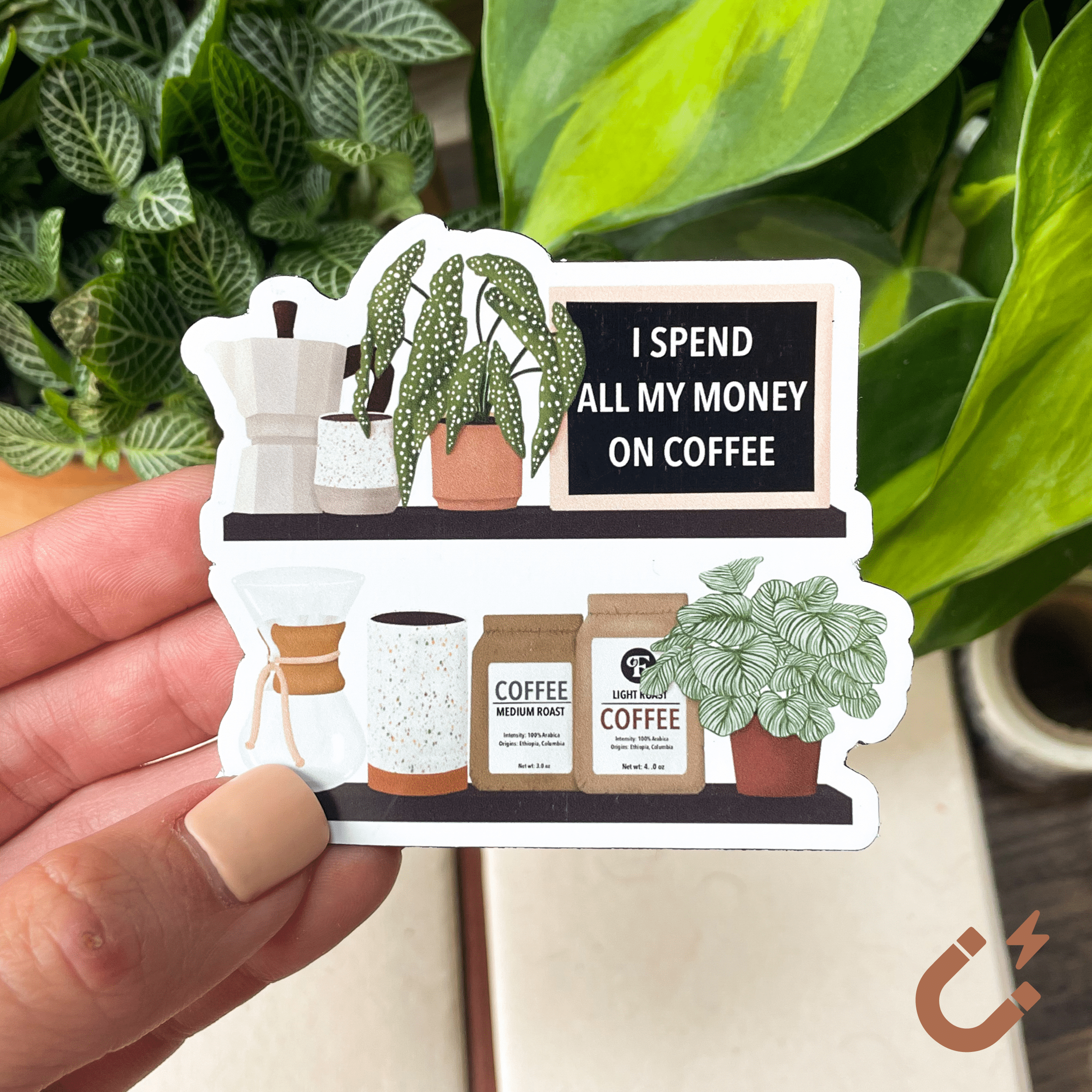 coffee and plant magnet